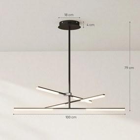 Candeeiro Suspenso Moderno Candeeiro de Teto LED com Ângulo de Luz Ajustável Tela de Acrílico Ø100x79 cm Preto