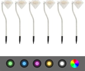 vidaXL Iluminação de jardim luz LED solar 6 pcs 9x7,8x29,5 cm