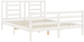 Estrutura de cama com cabeceira 160x200 cm madeira maciça