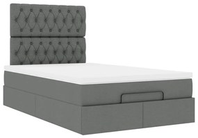 Estrutura cama otomana colchão 120x200cm tecido cinzento escuro