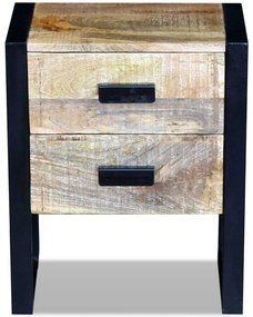 Mesa apoio 2 gavetas madeira de manga sólida 43x33x51 cm