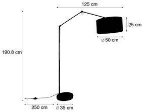 Candeeiro de pé dourado com abajur cinza claro 50 cm regulável - Editor Design,Moderno