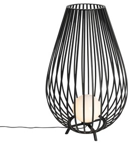 Candeeiro de pé design preto com opal 110 cm - Angela Design