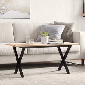 Mesa de centro estrutura em X 100x50x45cm pinho e aço
