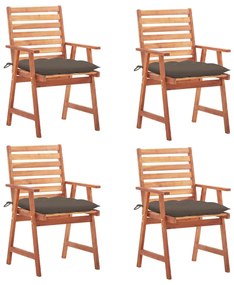 vidaXL Cadeiras de jantar p/ jardim 4 pcs c/ almofadões acácia maciça