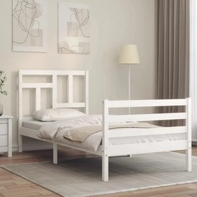 3194922 vidaXL Estrutura cama de solteiro c/ cabeceira madeira maciça branco