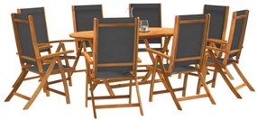 vidaXL 9 pcs conjunto de jantar para jardim acácia maciça e textilene