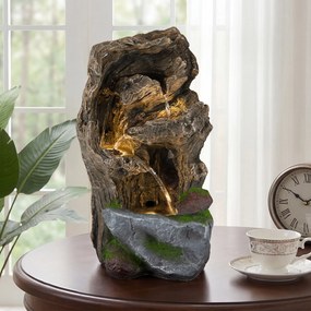 Fonte de Jardim em Cascata, 30,5 x 26 x 53 cm, 4 Níveis com Iluminação LED, Natural