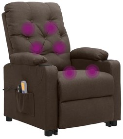 Poltrona elevatória de massagens tecido castanho