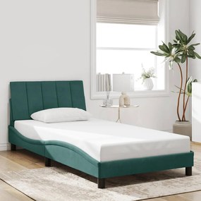 vidaXL Estrutura de cama sem colchão 100x200 cm veludo verde-escuro