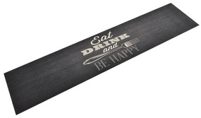 vidaXL Tapete de cozinha lavável 60x300 cm veludo padrão cozinha preto