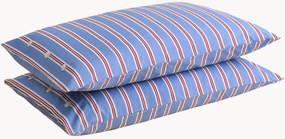 Fronhas de almofada em percal de algodão Striped Blue, conjunto de 2