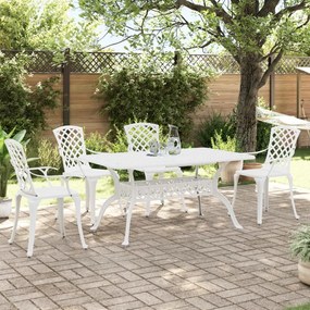 vidaXL 5 pcs conjunto de jantar para jardim alumínio fundido branco