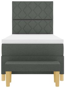 Cama Box Spring com Colchão e Base Cinza Escuro 100x200 cm Tecido