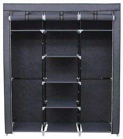 Roupeiro tecido p/ quarto, 175 x 150 x 45 cm, cinza
