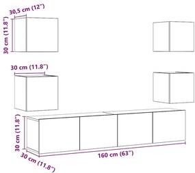 armários de TV montados na parede 6 pcs madeira velha