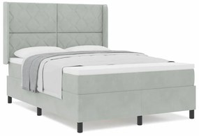 Cama Box Spring com Colchão Cinza Claro 160x200 cm Veludo