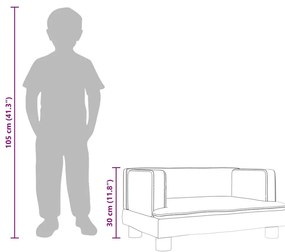 Sofá infantil 60x40x30 cm veludo cinzento-claro