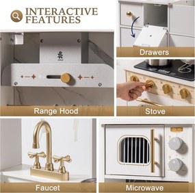 Cozinha de Brincar Moderna para Crianças 101 x 96,5 x 36 cm Branca