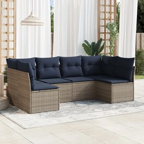vidaXL 6 pcs conjunto sofás p/ jardim c/ almofadões vime PE cinzento