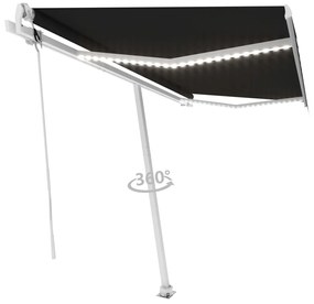 Toldo automático com LED e sensor de vento 450x350 cm antracite