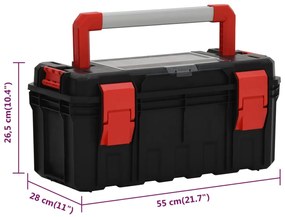 Caixa de ferramentas 55x28x26,5 cm preto e vermelho