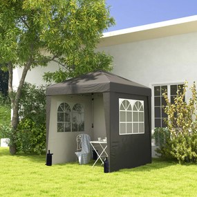 Tenda de jardim pop-up dobrável 2 x 2 x 2,6 m, com altura ajustável, proteção UV 30+, 3 paredes laterais, cinzenta