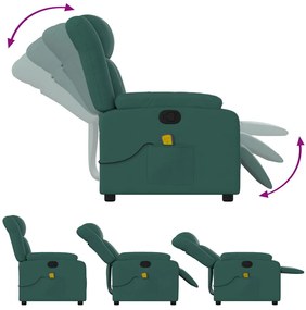 Poltrona de massagens reclinável tecido verde-escuro