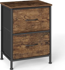 Mesa de cabeçeira com 2 gavetas forradas a tecido 30 x 39,6 x 52,2 cm Castanho-preto