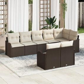Conjunto de Sofá de Jardim de 8 Peças vidaXL com Almofadas Castanho Rattan Sintético
