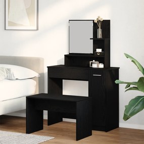 Conjunto de Toucador vidaXL Carvalho Preto Madeira Engenheirada