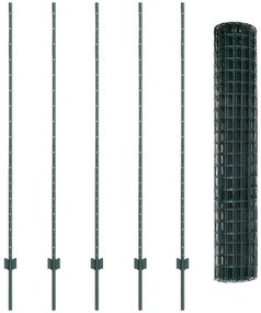 Cerca Euro com 5 Postes Verde 1.6x10 m de Aço