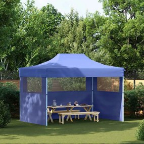 48890 vidaXL Tenda dobrável profissional festas 3 paredes 3x4 m aço azul