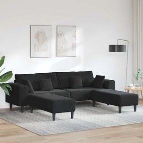 vidaXL Sofá de Veludo com almofada com travesseiro 3 pcs Preto 208 cm Veludo
