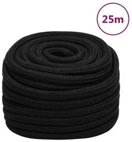 vidaXL Corda de trabalho 20 mm 25 m poliéster preto