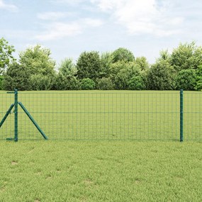 Cerca Euro com 13 Postes 0.4x50 m Aço Galvanizado Verde