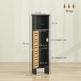 Móvel de casa de banho 21 L x 17 P x 78 A cm com suporte para papel higiénico, barra amovível, 3 níveis + saída para o papel, 78 cm de altura, bambu p