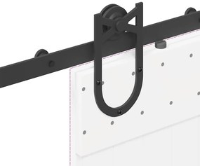 Kit de ferragens para porta deslizante 200 cm aço preto