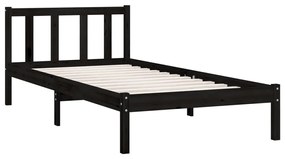 Estrutura de cama pequena solteiro 75x190 cm pinho maciço preto