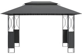 Pérgola 4x3m com Telhado Duplo em Aço - Cinzento Escuro - Design Moder