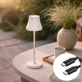 Candeeiro de mesa retro recarregável IP44 branco - Granny