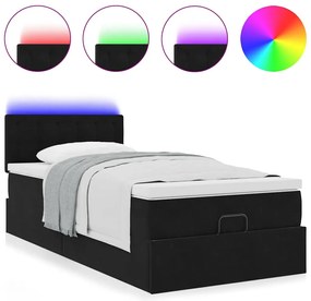 Estrutura de cama otomana vidaXL com colchão preto 100x200cm Veludo