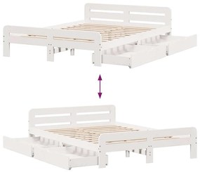 Cama sem colchão 160x200 cm madeira de pinho maciça branco