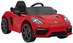 Carro elétrico para Crianças 12V Porsche Spyder RS 718 com Rodas Espuma EVA, assento couro ecológico Carga até 30 kg Pintado Vermelho