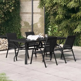 vidaXL 5 pcs Conjunto de jantar para jardim preto