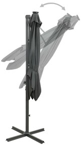 Guarda-sol jardim cantilever c/ poste/luzes LED 300cm antracite