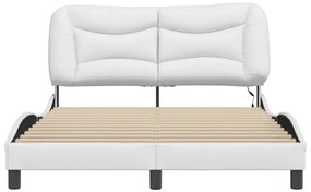 Estrutura de cama c/ luzes LED 140x200 cm couro artif. branco
