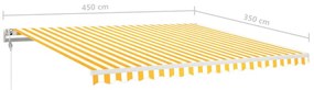 Toldo automático LED e sensor de vento 450x350cm amarelo/branco