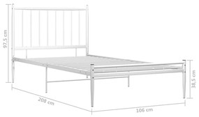 Estrutura de Cama Form em Metal Branco - 100x200 cm - Design Industria