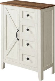 Armário de casa de banho 30 x 60 x 80 cm com prateleira ajustável e 4 gavetas com portas Branco